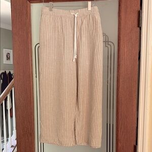 Beachlunchlounge beige and white Linen Blend Striped Pants